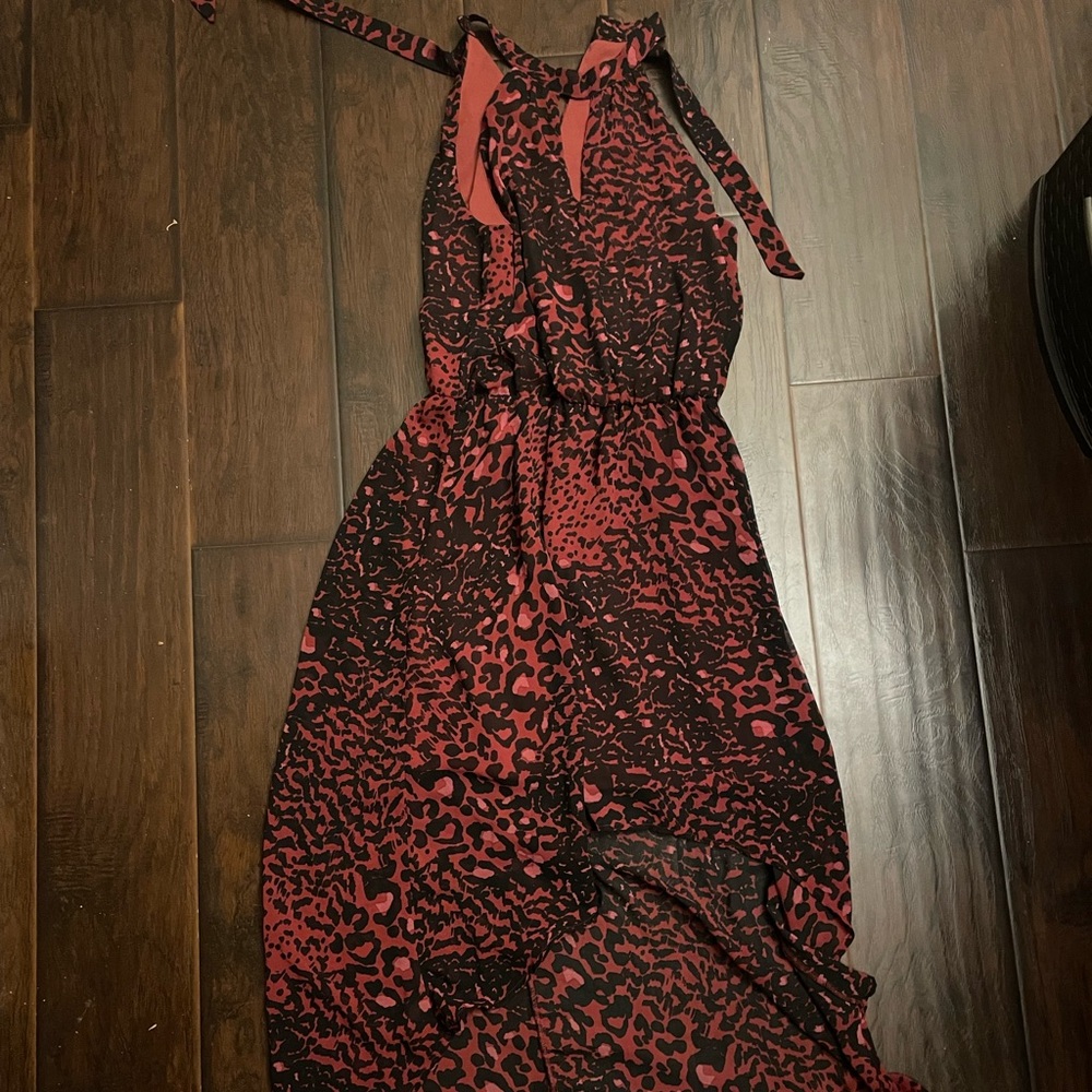 Red and Black Leopard Print Dress